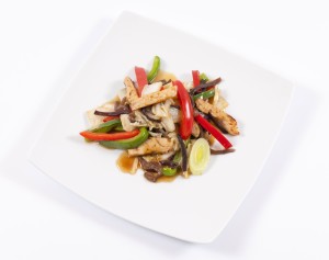 White plate with Chines food