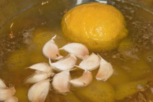 close up of garlic and citron